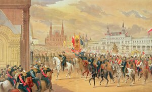 皇帝ニコライ2世とモスクワのアレクサンドラとの結婚、1896年 作： Russian School