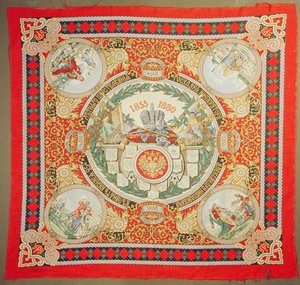 アレクサンドル2世（1818-81年）の25年間の統治を記念したショール（テキスタイル）