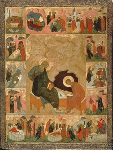 伝道者聖ヨハネと彼の書記、1500年頃（木のテンペラ） 作： Russian School