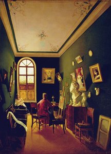画家のスタジオ、1843 作： Russian School
