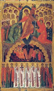 地獄への降下、選択された聖人、15 世紀後半。 作： Russian icon.