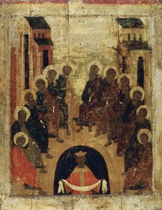 使徒たちへの聖霊の降臨、c1410。 作： Russian icon.