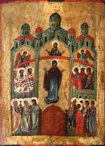 ポクロフ神の母の保護、15世紀初頭。 作： Russian icon.