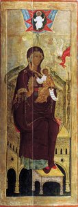 手ではなく引き裂かれた聖母山、17世紀初頭。 作： Russian icon.