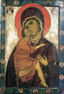 ベロゼルスクの聖母、13世紀初頭。 作： Russian icon.