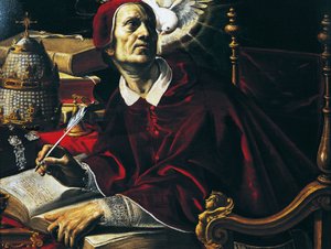 聖グレゴリー大帝、ルティリオ・マネッティ（1571-1639）作、油彩・キャンバス、67x89cm、イタリア 作： Rutilio Manetti