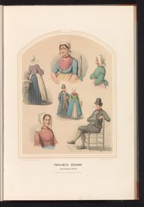 1857年、ゼーラント州北ベヴェラントの伝統衣装 ゼーラント州。 Noord Beveland (島) / XVIII (オブジェクトのタイトル) 作： Ruurt de Vries