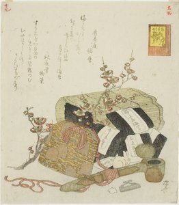 海苔、携帯筆記用具入れ、梅の枝、No.5 "うさぎの自慢ばなし "シリーズより 作： Ryuryukyo Shinsai