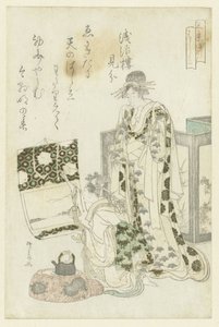 巻物を掛ける女性 作： Ryuryukyo Shinsai