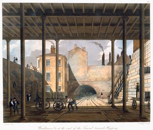 「ワッピングに向かうトンネルの終わりにある倉庫など」、リバプール、1832-1833 作： SG Hughes