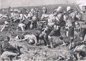 マジュバヒル、1881年2月27日（第一次ボーア戦争）、陸と海でのイギリスの戦いのイラスト、1915
