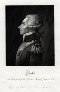 フランスの軍事指導者で政治家、ラファイエット侯爵、1845年 作： S. Freeman