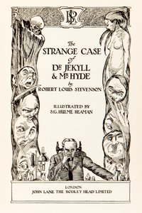 ロバート・ルイス・スティーブンソン（1850-1894）の「ジキル博士とハイド氏の奇妙な事件」のタイトルページ 1930年版のためにS.G.Hulme Beamam（1887-1932）が描いたイラストです。 作： S. G. Hulme Beamam