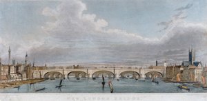 1829年、テムズ川のボートで西から見たロンドン橋 作： S Rogers