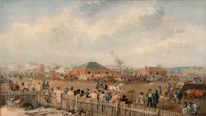 1844年8月10日、アデレードを離れるスタートの陸路遠征 作： S. T. Gill