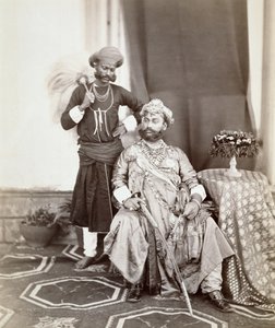 彼の殿下マハラジャTukoji Rao（1844-86）インドールの二世と付添人、1877年（アルブメンプリント） 作： S. and Shepherd, C. Bourne
