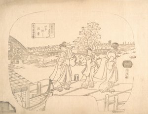 19世紀のファンのためのプルーフラインブロックプリント. 作： Sadahide Utagawa