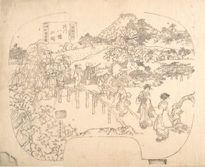 19世紀のファンのためのプルーフラインブロックプリント.