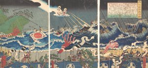 戦士のシーン、19 世紀。 作： Sadahide Utagawa