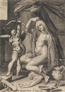 金星とキューピッド、1571-1650。 作： Sadeler