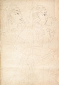 歌手およびサリンダ奏者、カリフォルニア州。 1800年。 作： Sahib Ram