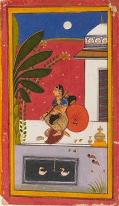 ヴィーナを演奏する女性、1630-1640 作： Sahibdin