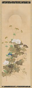 月と秋の植物、江戸時代、19世紀初頭. 作： Sakai Hoitsu