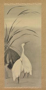 2 匹の白鷺と蓮、1761 年から 1828 年。 作： Sakai Hoitsu