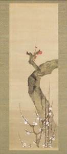 紅白梅（絹本墨・彩色・金） 作： Sakai Oho