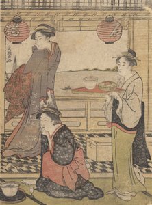 品川でのエンターテイメント, ca. 1788 年頃。 1788年。 作： Sakuragawa Bunkyo