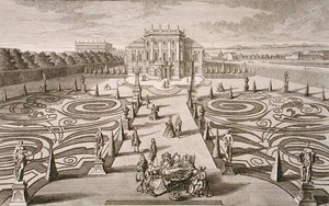 オーストリアの家と庭、Johann August Corvinus (1683-1738)作、1730-40年頃に出版されたもの(エングレーヴィング)