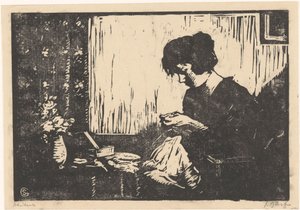 裁縫婦人 作： Salomon Garf (signed by artist)