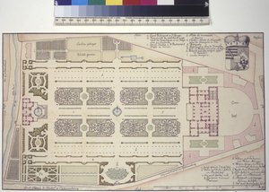 全ページリヒテンシュタイン庭園宮殿平面図（ペン・インク画） 作： サロモンリトルワン