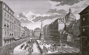 Georg-Daniel Heumann（1691-1759）によって彫刻されたグラーベンの行列のビュー 作： Salomon Kleiner