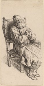 肘掛け椅子で寝ている老人 作： Salomon Koninck