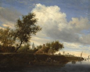 ホリンヘム近くのフェリー、1646年。 作： Salomon Ruysdael