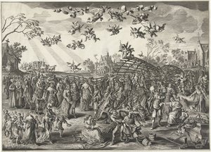 結婚の罠: 結婚の寓話 fuyk を装った huwelyx の画像 (オブジェクトのタイトル) 作： Salomon Savery (attributed to)