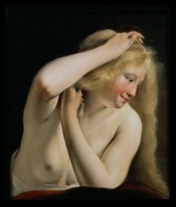 若い女性が彼女の髪をとかす 作： Salomon de Bray