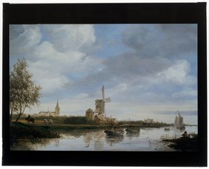 風車のある川の風景 作： Salomon van Ruisdael or Ruysdael