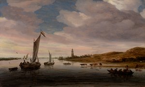 レーネン近くのライン川の眺め 作： Salomon van Ruysdael