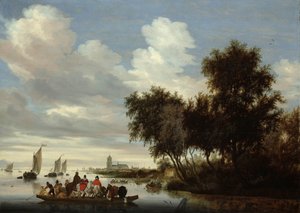 フェリーのある川の風景 フェリーのある川の風景 作： Salomon van Ruysdael