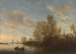 デーフェンター近くの川の眺め 作： Salomon van Ruysdael