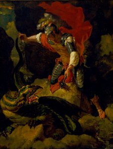 ドラゴンに毒を盛るジェイソン（油彩、オークパネル） 作： サルヴァトール（後）ローザ