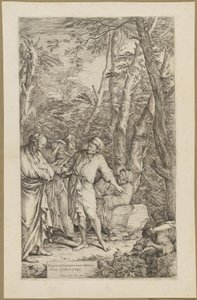 ボウルを投げ捨てるディオゲネス 作： Salvator Rosa