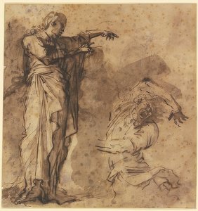 憑依を癒すキリストへのドラフト 作： Salvator Rosa