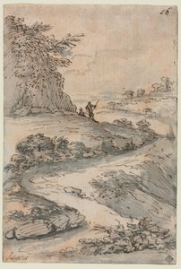 曲がりくねった道の人物 作： Salvator Rosa