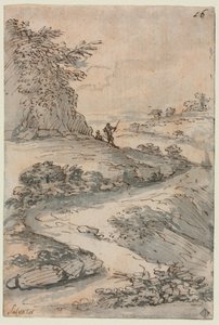 曲がりくねった道のフィギュア、1600年代半ば。 作： Salvator Rosa