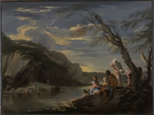 水浴のある風景 作： Salvator Rosa