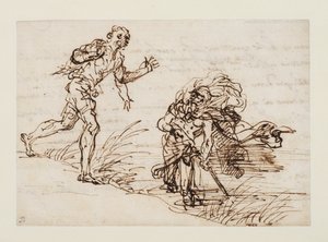 水銀と不誠実な木こり（レクト） 1655-1659年頃 敷紙にペンと茶インク 作： Salvator Rosa