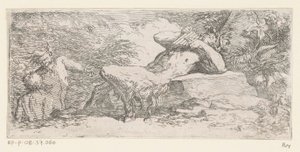 パンフルートを持つサテュロス トリトンと川の神々（シリーズタイトル） 作： Salvator Rosa